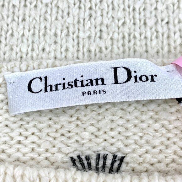 DW0565 Christian Dior Beige Striped Jungle Intarsia Cotton Crew Neck Long Sleeve - Picture 7 of 8